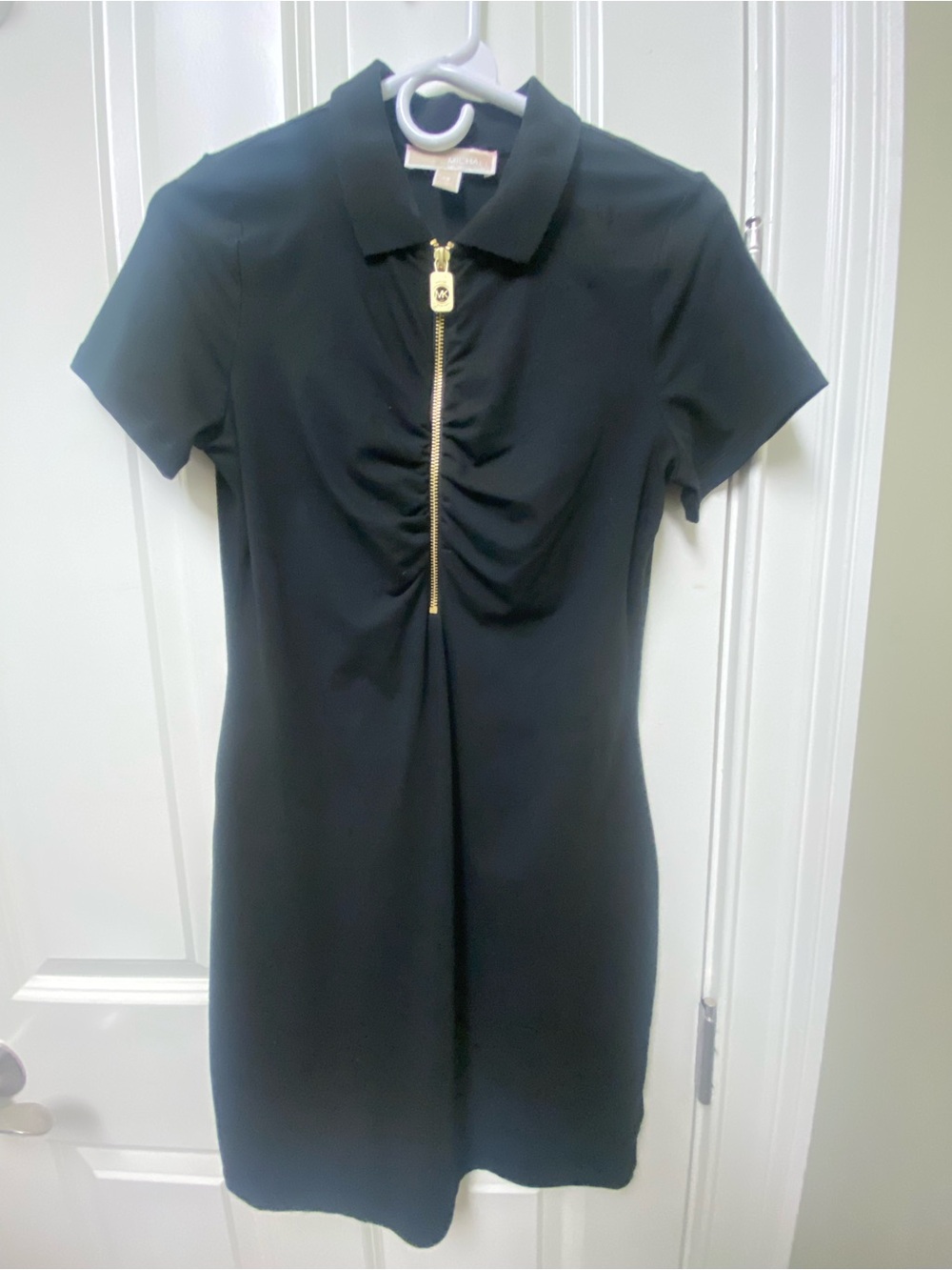 Michael Kors Black Polo Dress with Gold Zip